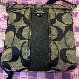 Coach Signature Black and Tan Crossbody Bag